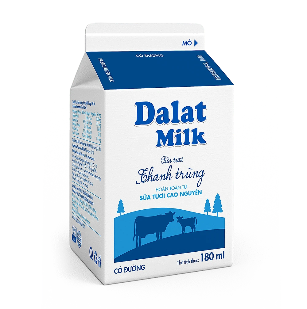 Phân phối sữa tươi thanh trùng Dalatmilk có đường 180ml chính hãng ở Đà Nẵng