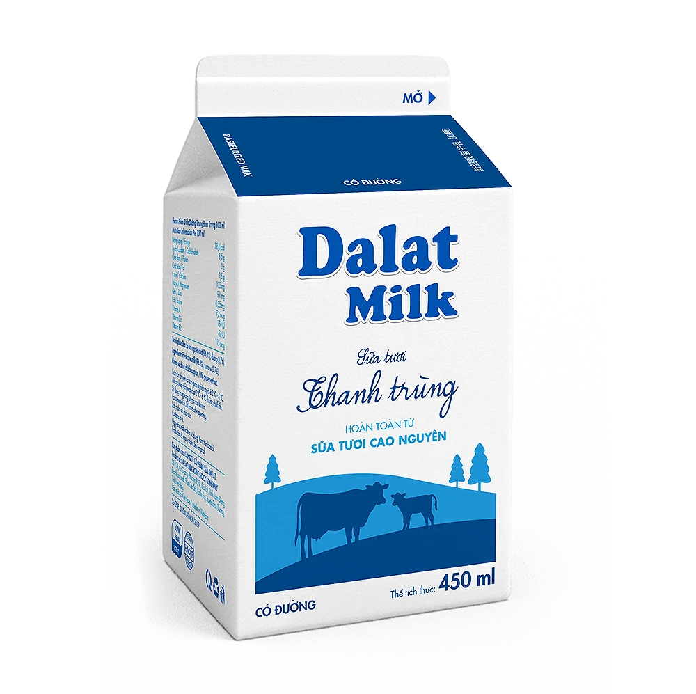 Phân phối sữa tươi thanh trùng Dalatmilk có đường 450ml chính hãng ở Đà Nẵng