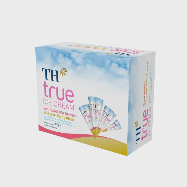 Hộp 4 Cái  Kem Ốc Quế Dâu - Vanilla Tự Nhiên 73 g — TH true Đà Nẵng