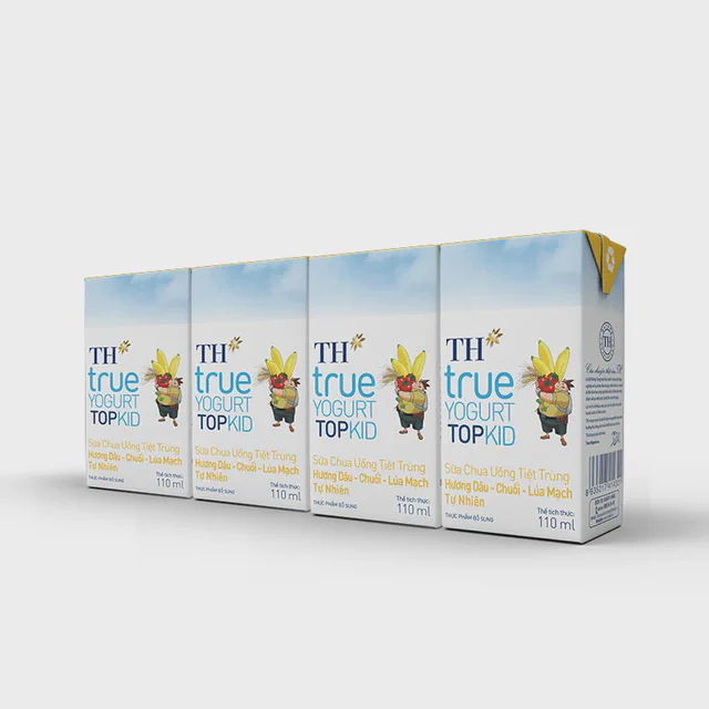 Lốc Sữa Chua Uống Tiệt Trùng Hương Dâu - Chuối - Lúa Mạch Tự Nhiên TH true YOGURT TOPKID 110 ml — TH true Đà Nẵng