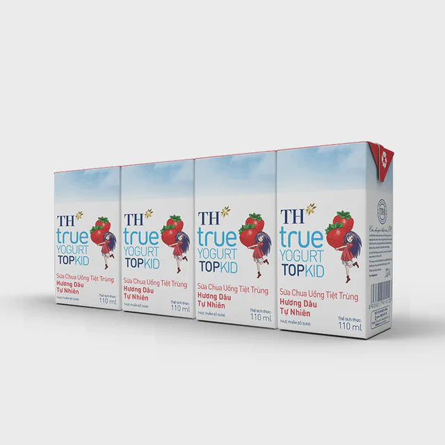 Lốc Sữa Chua Uống Tiệt Trùng Hương Dâu Tự Nhiên TH true YOGURT TOPKID 110 ml — TH true Đà Nẵng