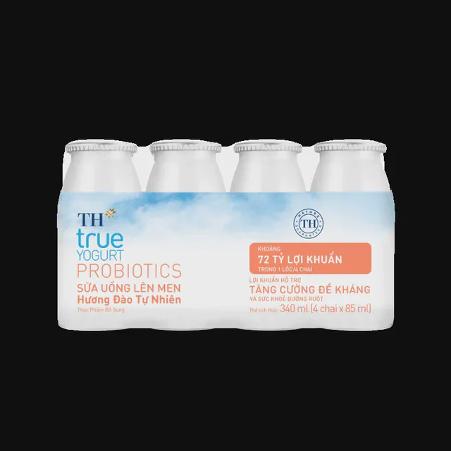 Lốc Sữa Uống Lên Men Hương Đào Tự Nhiên TH true YOGURT PROBIOTICS 85 ml — TH true Đà Nẵng