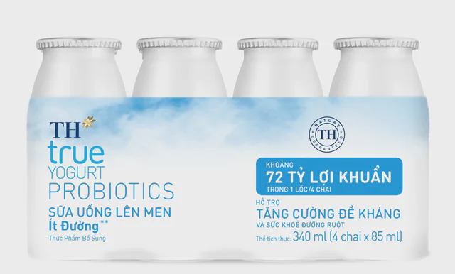 Lốc Sữa Uống Lên Men Ít Đường TH true YOGURT PROBIOTICS 85 ml — TH true Đà Nẵng