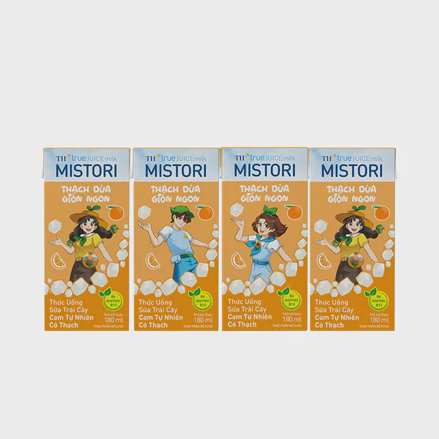 Lốc Thức uống Sữa Trái Cây Cam Tự Nhiên Có Thạch TH true JUICE milk MISTORI 180 ml — TH true Đà Nẵng