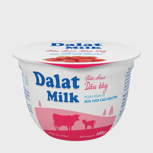 Sữa chua ăn Dalatmilk Dâu 100g — đại lý Dalatmilk Đà Nẵng
