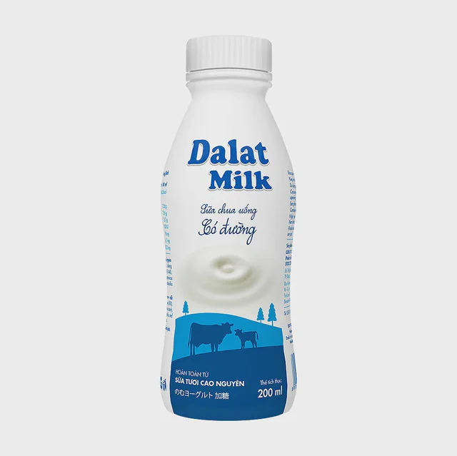 Sữa chua uống Dalatmilk Có đường 200ml — đại lý Dalatmilk Đà Nẵng