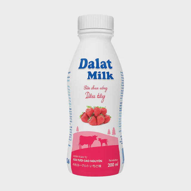 Sữa chua uống Dalatmilk Dâu tây 200ml — đại lý Dalatmilk Đà Nẵng