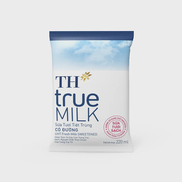 Sữa Tươi Sạch Có Đường Bịch Giấy 220 ml — TH true Đà Nẵng