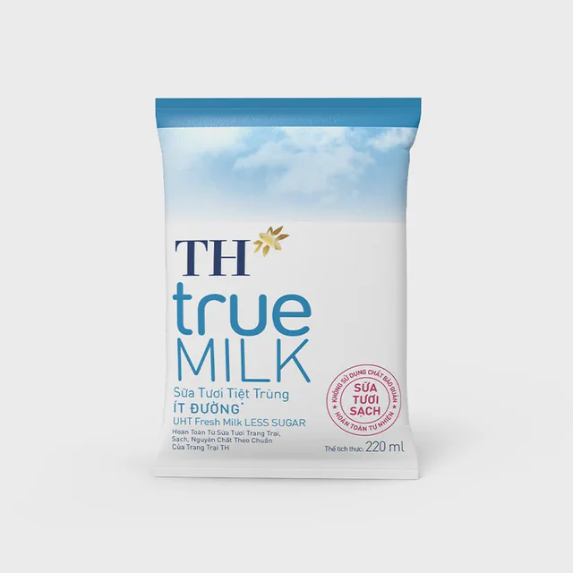 Sữa Tươi Sạch Ít Đường Bịch Giấy 220 ml — TH true Đà Nẵng