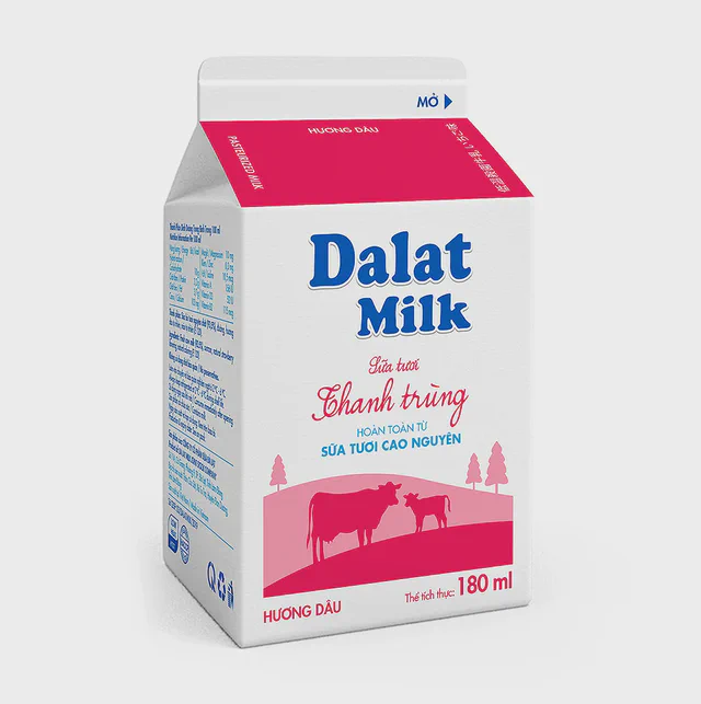 Sữa tươi thanh trùng Dalatmilk Hương Dâu 180ml — Dalatmilk Đà Nẵng