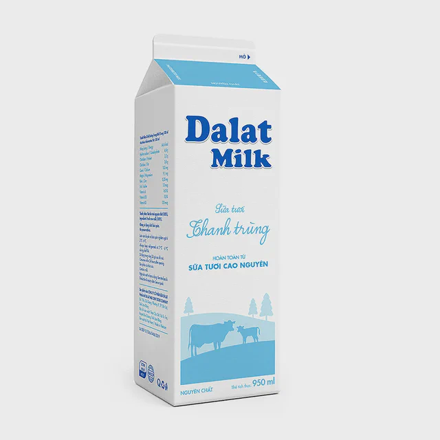 Sữa tươi thanh trùng Dalatmilk Nguyên Chất 950ml — đại lý Dalatmilk Đà Nẵng