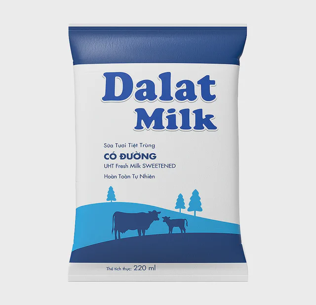 Sữa tươi tiệt trùng Dalatmilk Có đường 220ml — đại lý Dalatmilk Đà Nẵng