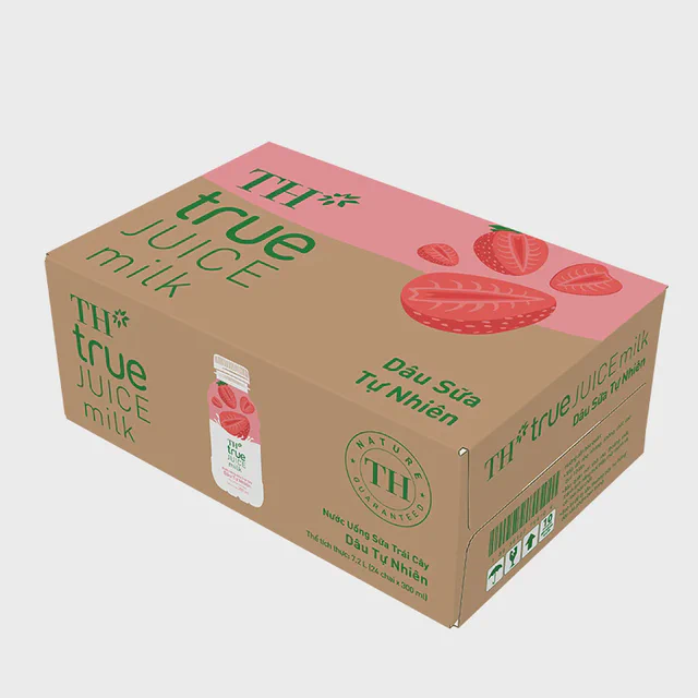 Thùng 24 Chai Nước Uống Sữa Trái Cây Dâu Tự Nhiên TH true JUICE milk 300 ml — TH true Đà Nẵng