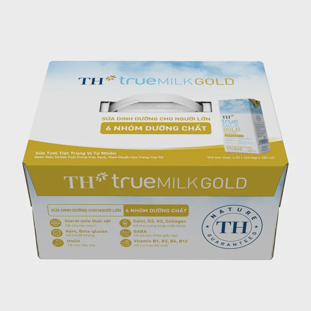 Thùng 24 Hộp Sữa Tươi Dinh Dưỡng Dành Cho Người Lớn Tuổi TH true MILK GOLD Vị Tự Nhiên 180 ml — TH true Đà Nẵng