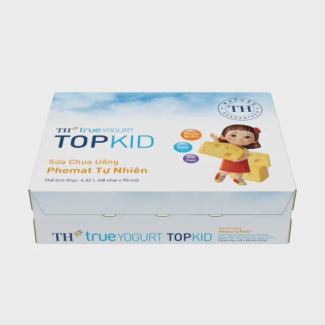 Thùng 48 Chai Sữa Chua Uống Phomat Tự Nhiên TH true YOGURT TOPKID 90 ml — TH true Đà Nẵng