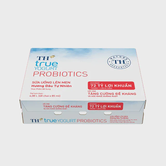 Thùng 48 Chai Sữa Uống Lên Men Hương Dâu Tự Nhiên TH true YOGURT PROBIOTICS 85ml — TH true Đà Nẵng