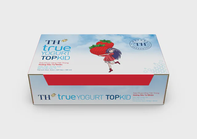 Thùng 48 Hộp Sữa Chua Uống Tiệt Trùng Hương Dâu Tự Nhiên TH true YOGURT TOPKID 180ml — TH true Đà Nẵng