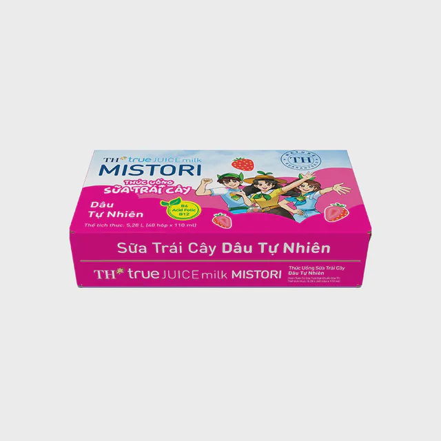 Thùng 48 Hộp Thức Uống Sữa Trái Cây Dâu Tự Nhiên TH true JUICE milk MISTORI 110 ml — TH true Đà Nẵng