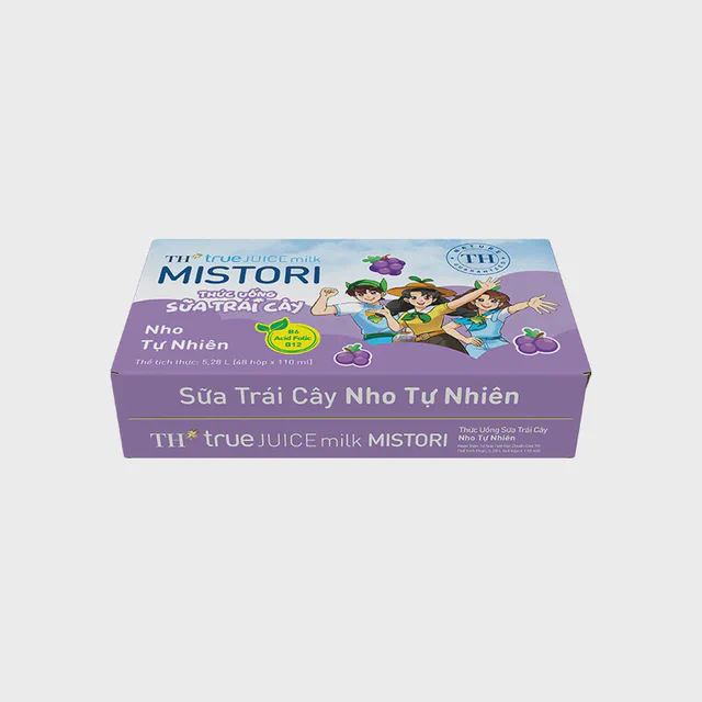 Thùng 48 Hộp Thức Uống Sữa Trái Cây Nho Tự Nhiên TH true JUICE milk MISTORI 110 ml — TH true Đà Nẵng