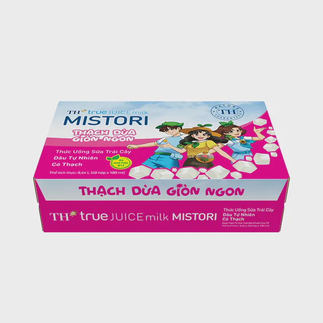 Thùng Thức uống Sữa Trái Cây Dâu Tự Nhiên Có Thạch TH true JUICE milk MISTORI 180 ml — TH true Đà Nẵng