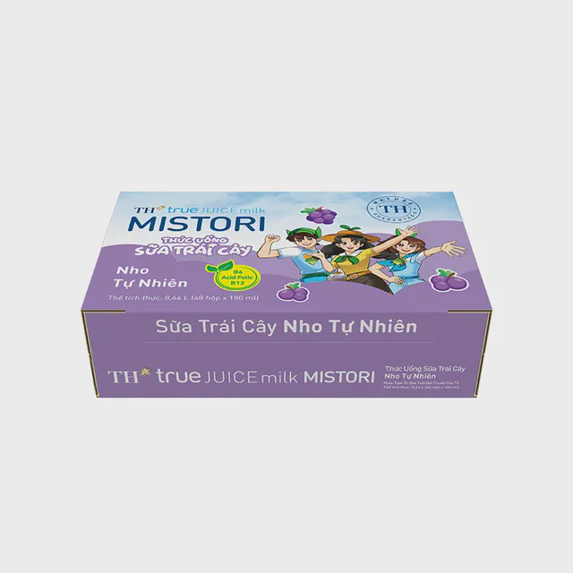 Thùng Thức uống Sữa Trái Cây Nho Tự Nhiên TH true JUICE milk MISTORI 180 ml — TH true Đà Nẵng